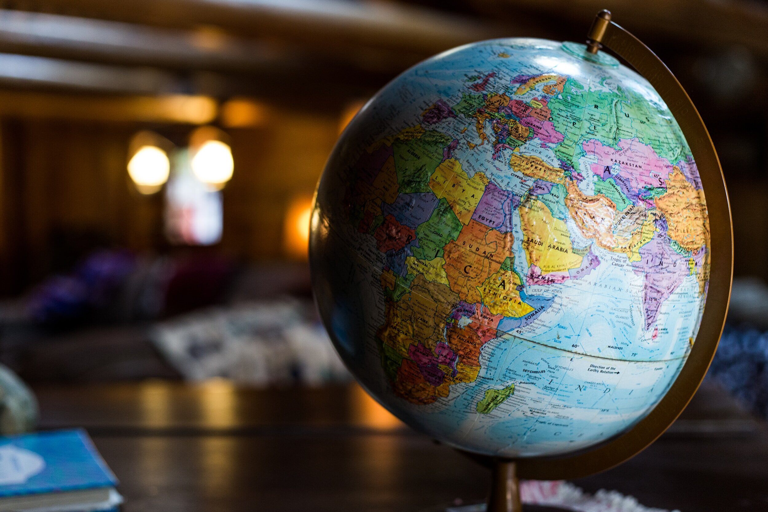 An image of a Globe on a desk